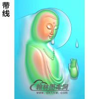 右侧佛手观音挂件精雕图（BGY-405)