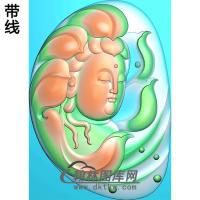 右侧莲花观音挂件精雕图（BGY-413)