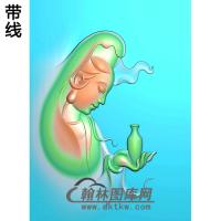右侧托瓶观音挂件精雕图（BGY-417)