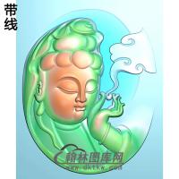 右侧祥云观音挂件精雕图（BGY-418)