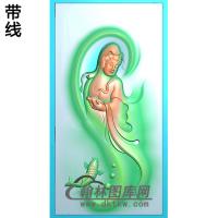 游水鱼观音挂件精雕图（BGY-420)