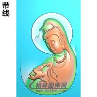玉净瓶侧面观音挂件精雕图（BGY-424)