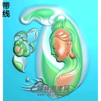 侧莲花观音挂件精雕图（BGY-442)