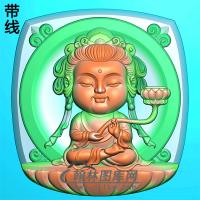 方形持莲宝宝观音精雕图（IGY-008)