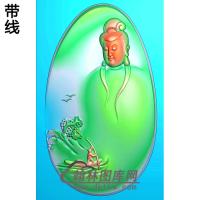 椭圆山水观音精雕图（IGY-132)
