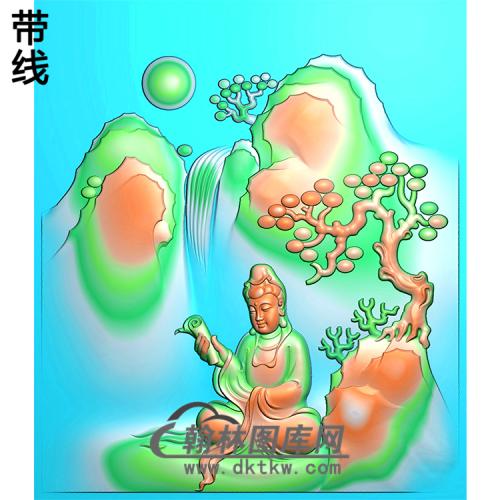 拿书山水观音精雕图（IGY-142)