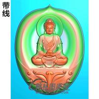 弧形外框坐姿佛像精雕图（ZFX-097)