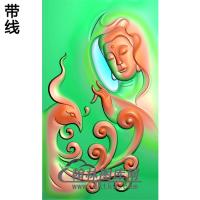 凤观音挂件精雕图（BGY-205)