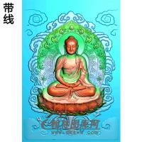 背光坐莲坐姿佛像精雕图（ZFX-140)