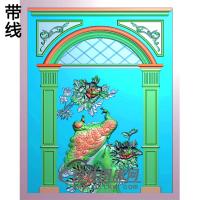 孔雀背景墙精雕图(BJQ-022)