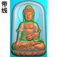带框莲花座坐姿佛像精雕图（ZFX-202)