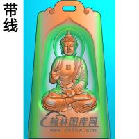 带框坐姿佛像精雕图（ZFX-219)