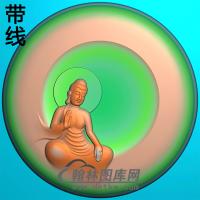 圆形框坐姿佛像精雕图（ZFX-225)