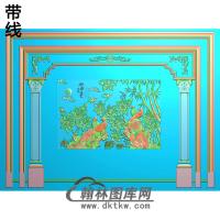 花鸟整体背景墙精雕图(BJQ-095)