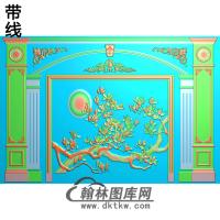 花整体背景墙精雕图(BJQ-101)