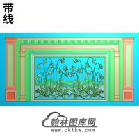 花草整体背景墙精雕图(BJQ-126)