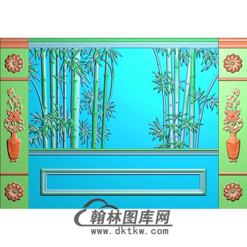 竹子整体背景墙精雕图(BJQ-138)