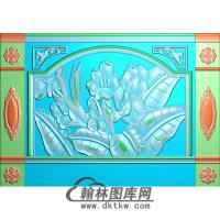芭蕉整体背景墙精雕图(BJQ-155)