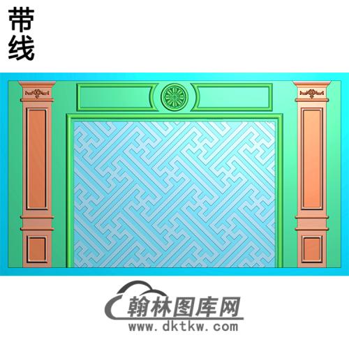 万字纹整体背景墙精雕图(BJQ-244)