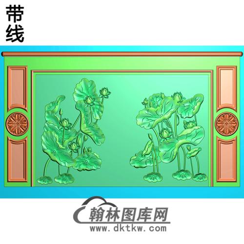 荷花整体背景墙精雕图(BJQ-246)