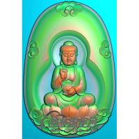 祥云莲花座坐姿佛像精雕图（ZFX-278)