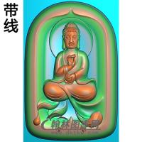 莲花带框如来佛坐姿佛像精雕图（ZFX-279)
