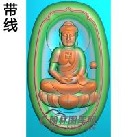 莲花座带框坐姿佛像精雕图（ZFX-298)