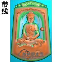 佛珠山水坐姿佛像精雕图（ZFX-316)