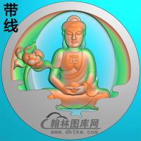 荷花圆边坐姿佛像精雕图（ZFX-317)
