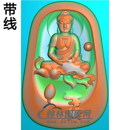 祥云佛珠坐姿佛像精雕图（ZFX-322)