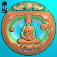 双福猪荷花坐姿佛像精雕图（ZFX-356)