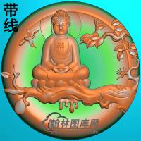 树木坐佛坐姿佛像精雕图（ZFX-365)