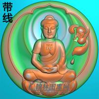 莲花宝瓶坐姿佛像精雕图（ZFX-366)