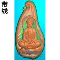 葫芦造型莲花座坐姿佛像精雕图（ZFX-399)
