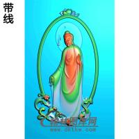 浪花边框站姿佛像精雕图（ZFX-028)