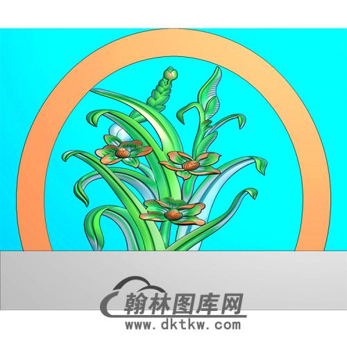 兰花碑头精雕图（MBBT-0200）