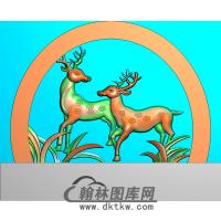 双鹿碑头精雕图（MBBT-0211）