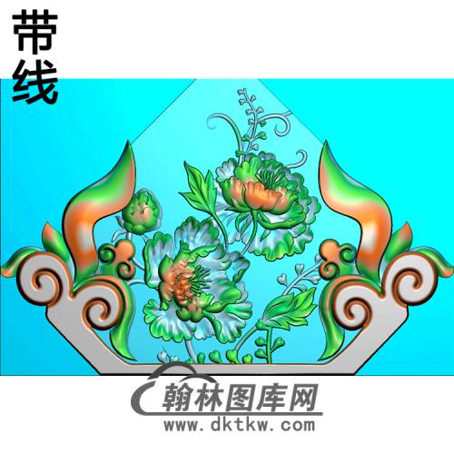 牡丹碑头精雕图（MBBT-0215）