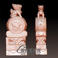 麒麟石雕抱鼓石雕门墩圆雕图（YBG-033)