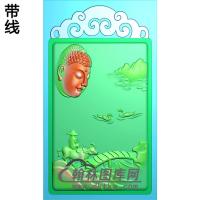 山水侧脸佛半身佛像精雕图（SFX-183)