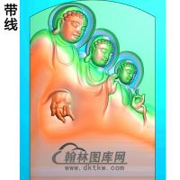 三佛头如来佛半身佛像精雕图（SFX-185)