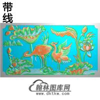荷花鹤碑板精雕图（MBBB-1485）