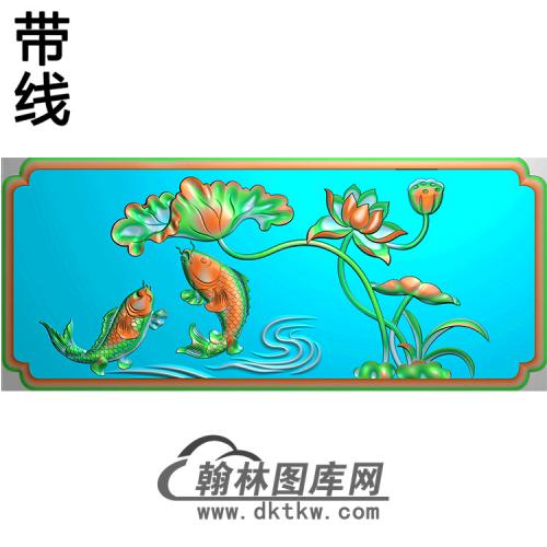 荷花鱼碑板精雕图（MBBB-1493）