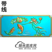 荷花鱼碑板精雕图（MBBB-1493）