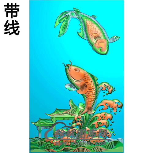 鲤鱼龙门碑板精雕图（MBBB-1531）