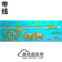 大象碑板精雕图（MBBB-1555）