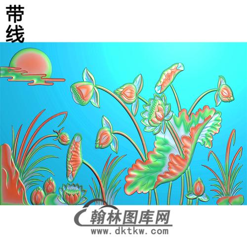 荷花精雕图（HHY-195)