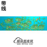 牡丹花鸟精雕图（MD-002)