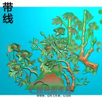 牡丹花鸟精雕图（MD-039)