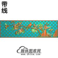 牡丹花鸟精雕图（MD-046)